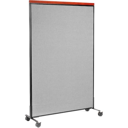 Interion By Global Industrial Interion Mobile Deluxe Office Partition Panel, 48-1/4inW x 76-1/2inH, Gray 694972MGY